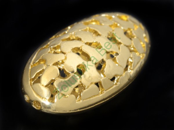 Бусина металлическая, 42×20×13 мм, желтое золото, 1 шт  в Благовещенске