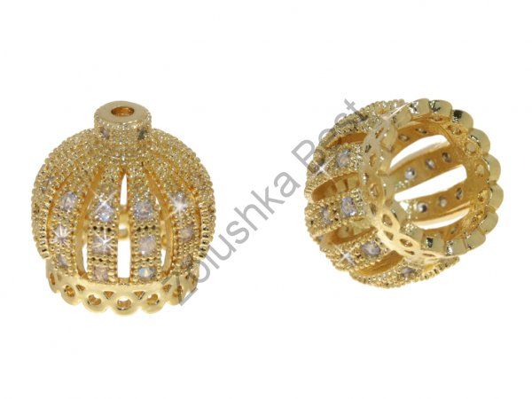 Концевик корона 13×14 мм, позолоченный, золото, 1 шт в Благовещенске